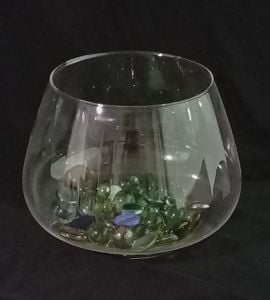 Büyük Boy Balık Akvaryumu Cam Fanus Vazo Olarak ideal Çap:25cm Yükseklik:19cm Ağız Genişliği:18cm