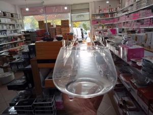Büyük Boy Balık Akvaryumu Cam Fanus Vazo Olarak ideal Çap:25cm Yükseklik:19cm Ağız Genişliği:18cm