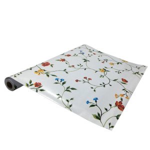 5mt Rulo 500x45cm Kırmızı Sarı Mavi Çiçek Desen Yapışkanlı Folyo Duvar+Mobilya Kaplaması