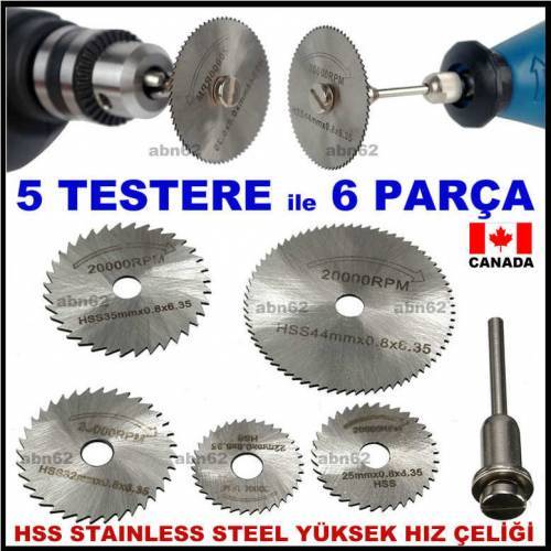 İnce El İşçiliği İçin 6pç Her Türlü Malzemeyi Kesen Yüksek Hız Çeliği Mini Dairesel Testere Seti abn