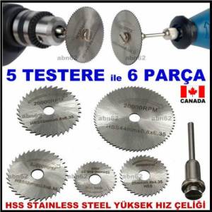 İnce El İşçiliği İçin 6pç Her Türlü Malzemeyi Kesen Yüksek Hız Çeliği Mini Dairesel Testere Seti abn
