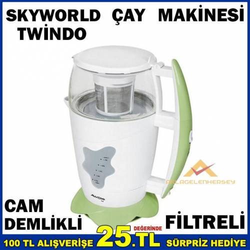 SKYWORLD FİLTRELİ CAM DEMLİKLİ ÇAY MAKİNESİ