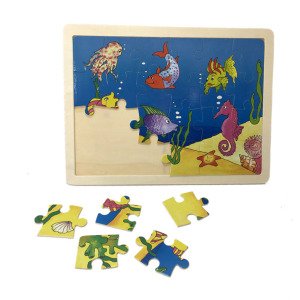 24 Parça Ahşap Çocuk Puzzle El Beceri ve Zeka Gelişimine Yardımcı Doğal Ahşaptan Zararsız 30X23cm