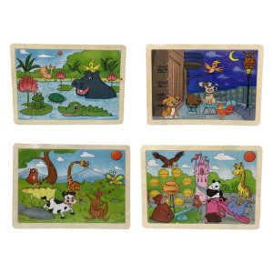 24 Parça Ahşap Çocuk Puzzle El Beceri ve Zeka Gelişimine Yardımcı Doğal Ahşaptan Zararsız 30X23cm