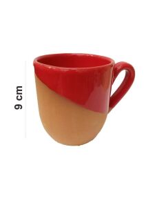 Kulplu Natural Toprak  Organik Kahve Kupa Kırmızı (9cm)