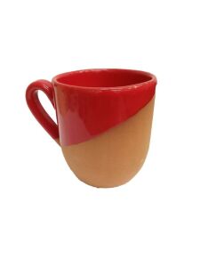 Kulplu Natural Toprak  Organik Kahve Kupa Kırmızı (9cm)