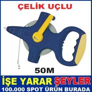 ÇELİK UÇLU DAYANIKLI 50mt ŞERİT ARAZİ METRESİ ÜCRETSİZ KARGO