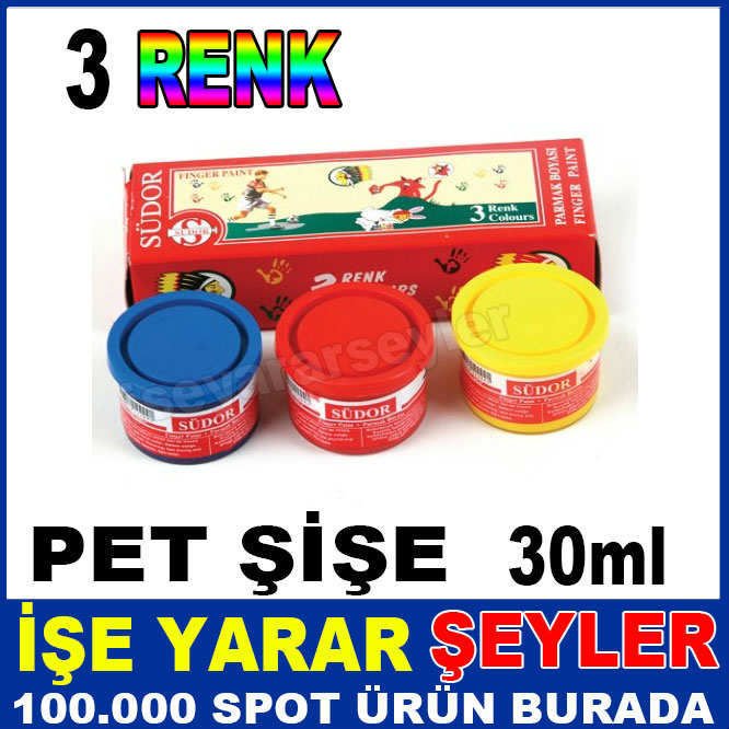 SÜDOR 3'lü NON-TOXIC PET ŞİŞE PARMAK BOYA SETİ