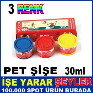 SÜDOR 3'lü NON-TOXIC PET ŞİŞE PARMAK BOYA SETİ