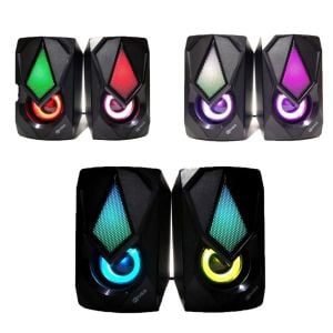 Kerasus Mini 2.0 USB Hoparlör Kr 1001 Ses Ayarlı Hoparlör Işıklı Bilgisayar Oyuncu Hoparlörü Siyah