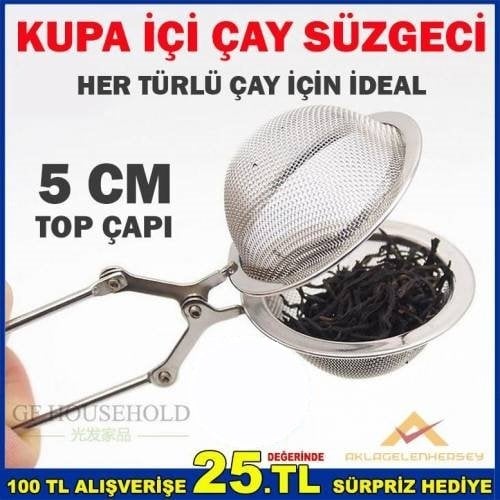 Paslanmaz Çelik Bardak Kupa İçi Çay Süzgeci 5cm