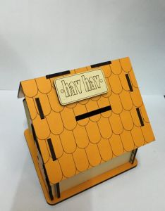 11x 11 x10 cm Ahşap Köpek Kulübesi Hav Hav Renkli Köpek Kumbara Bozulup Tekrardan Yapıştırılabilir