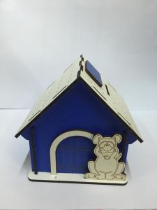 11x 11 x10 cm Ahşap Köpek Kulübesi Hav Hav Renkli Köpek Kumbara Bozulup Tekrardan Yapıştırılabilir