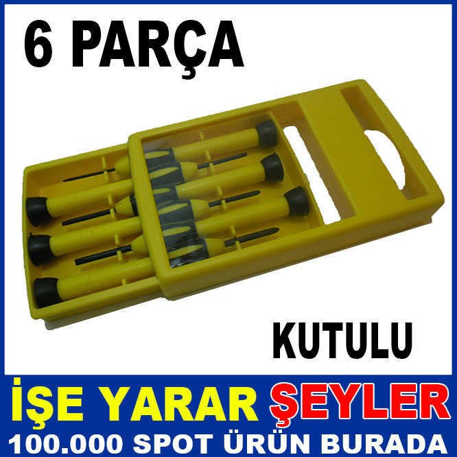 6 PARÇA KUTULU DÜZ ve YILDIZ MİKRO TORNAVİDA SET