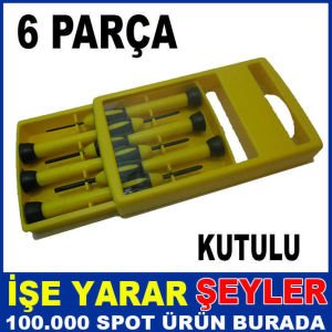 6 PARÇA KUTULU DÜZ ve YILDIZ MİKRO TORNAVİDA SET