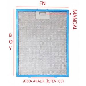 Davlumbaz 472mmx130mm Arka Ara 4,5 CM İki Tırnaklı Aspiratör Filtresi