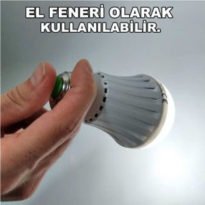 7W ŞARJLI LEDLİ AMPUL AKILLI ACİL DURUM LAMBASI Normal duya takılabilen Şarjlı Led Ampül