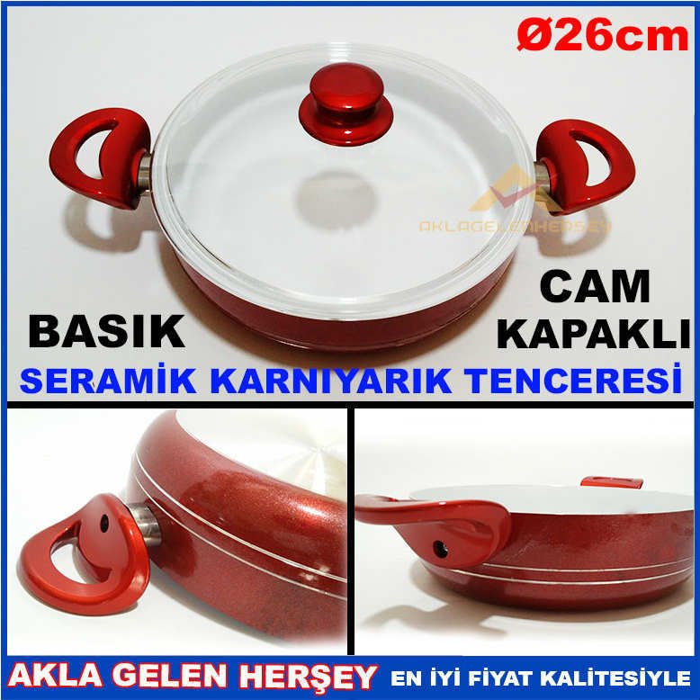 CAM KAPAKLI SERAMİK BASIK KARNIYARIK TENCERESİ