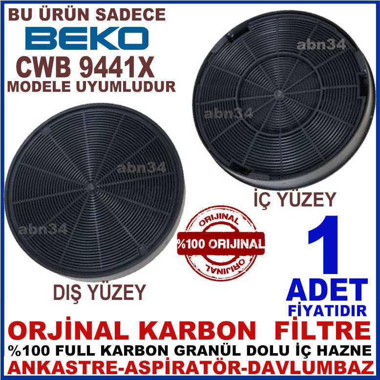 BEKO ANKASTRE DAVLUMBAZ FİLTRESİ BEKO CWB 9441X MODEL DAVLUMBAZ İÇİN GRANÜL KARBONLU FİLTRE