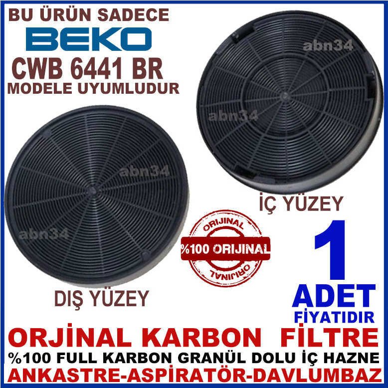 BEKO ANKASTRE DAVLUMBAZ FİLTRESİ BEKO CWB 6441 BR MODEL DAVLUMBAZ İÇİN GRANÜL KARBONLU FİLTRE