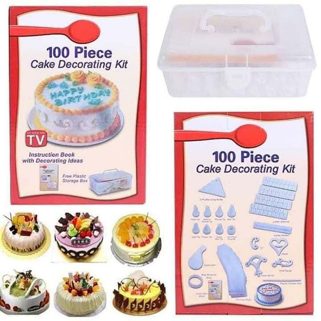 100 Parça Pasta Süsleme Kiti, Kullanım Kitapçığı ve ÜCRETSİZ Plastik Saklama Kutusu ile