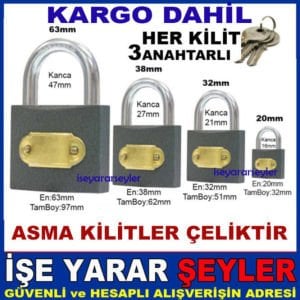 20mm GÖVDELİ ÇELİK ASMA KİLİT VALİZ KİLİDİ K.DAH