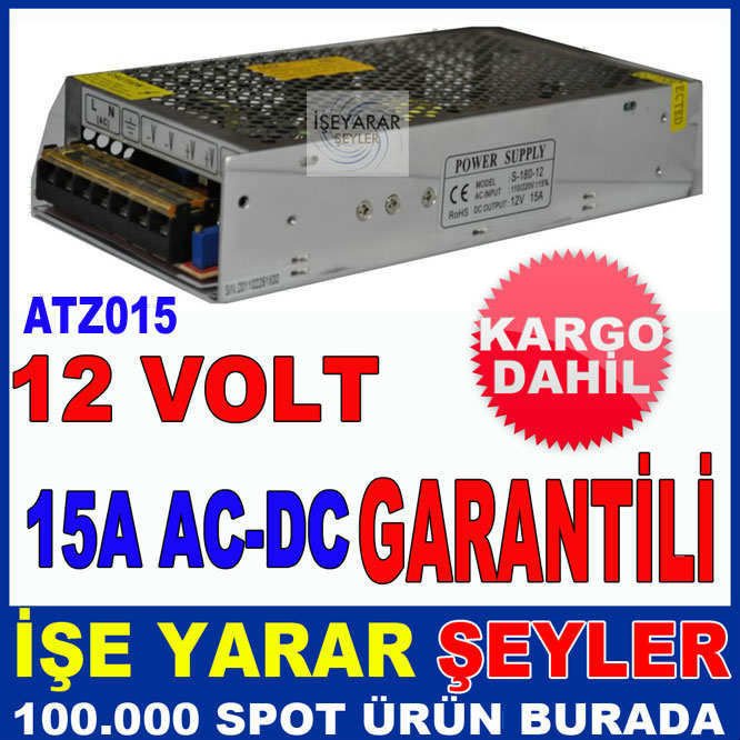 12V 15A AC-DC İÇ ve DIŞ MEKAN LED ADAPTÖRÜ KD