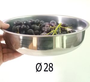 Büyük Boy Paslanmaz Çelik Kase 28cm,Tas Kaplamasız Nature Parlak 3 Litre Yoğurt Mayalama Salata Kabı
