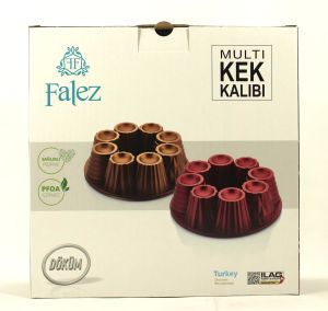 Renkli Granit Döküm 25x7 cm Multi Yuvarlak Kek Kalıbı Birbirinden Farklı Şekillerde Sağlıklı Pişirme
