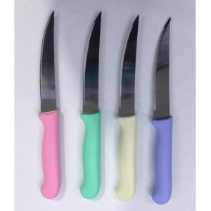 Türk Malı 4 adet Testere Ağızlı Çelik Bıçak Seti 24cm Lazer Bileme Biftek Bıçağı-Et Ekmek Bıçakları