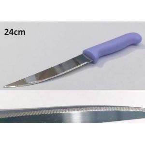 Türk Malı 4 adet Testere Ağızlı Çelik Bıçak Seti 24cm Lazer Bileme Biftek Bıçağı-Et Ekmek Bıçakları