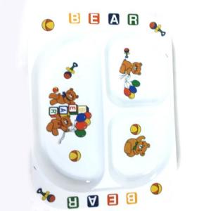 3 Bölmeli Bebek Tabak Kaşık Seti Mama Tabağı Seti 