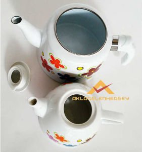 DESENLİ EMAYE ÇAYDANLIK PORSELEN DEMLİK ÇAY SETİ