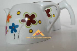 DESENLİ EMAYE ÇAYDANLIK PORSELEN DEMLİK ÇAY SETİ