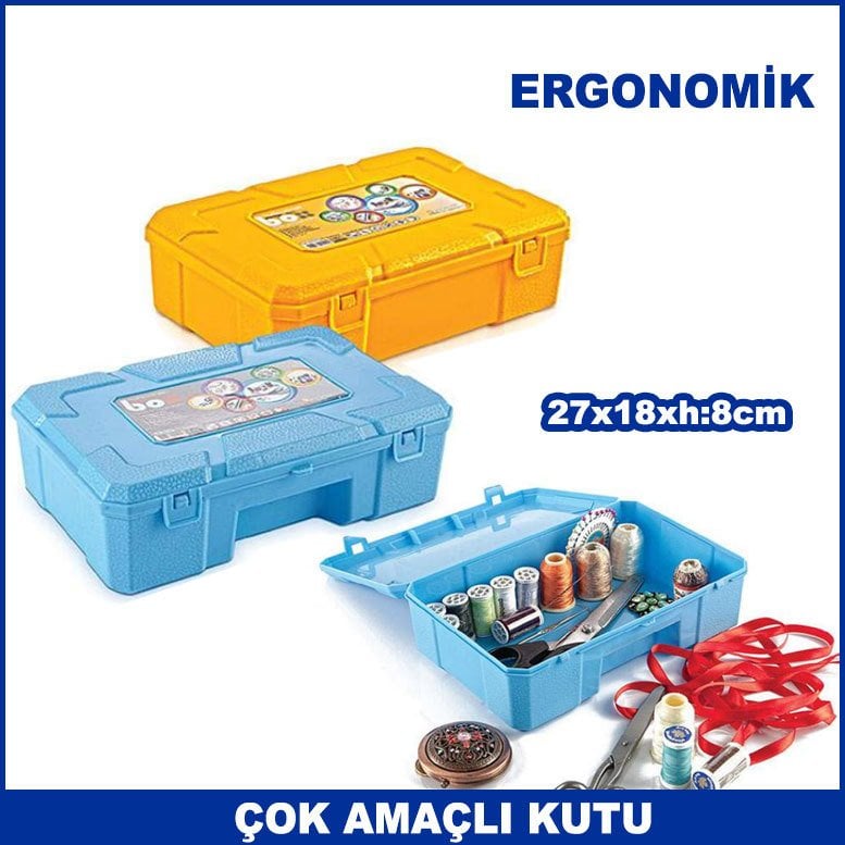 Kaliteli ve Dayanıklı Ergonomik Tasarıma Sahip Çok Amaçlı Kutu 27x18xh:8