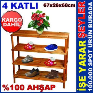 AHŞAP 4KATLI PORTATF ÇOK AMAÇLI AYAKKABI RAFI