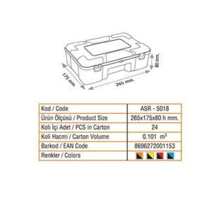 Ergonomik Tasarıma Sahip Ayarlanabilir Bölmeli Çok Amaçlı Kutu 27x18xh:8