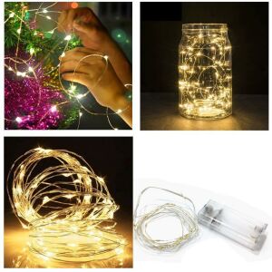 Pilli Led Işıklı Bakır Tel Yılbaşı Ağaç Süsü Dekoratif Led Işık Peri Işıkları 3 Metre
