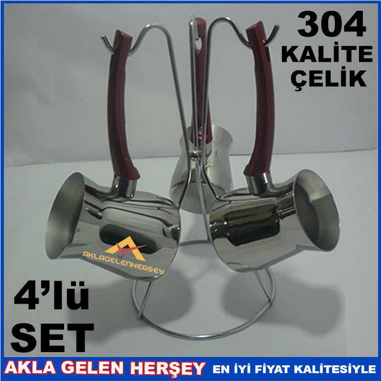 Kargo Dahil BEHAMO 4'LÜ SET LÜX PASLANMAZ ÇELİK CEZVE TAKIMI