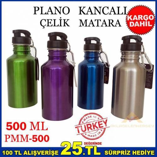 Plano Sporcu İçin 500 Ml Kancalı Çelik Su Matara