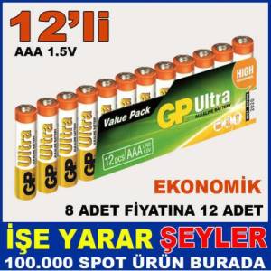 Gp Ultra Alkalıne Battery 12'li Ekonomik Paket