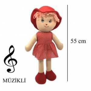 İnce Bacaklı Orlon Saçlı Yumuşak Bez Bebek 55 cm Boyunda Oyuncak Bebek Safinaz