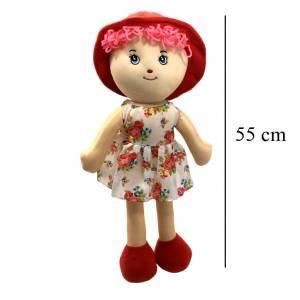 İnce Bacaklı Orlon Saçlı Yumuşak Bez Bebek 55 cm Boyunda Oyuncak Bebek Safinaz