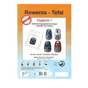 5 Adet TEFAL Rowenta Hygiene Elektrikli Süpürgelerine Uygun Sağlıklı Uzun Ömürlü Uyumlu Bez Toz Torbası