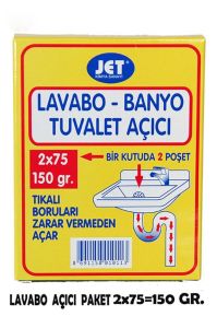 Jet Lavabo  Banyo  Tuvalet ve  Gider Açıcı Paket  75 gr (150 gr)  Bir kutuda iki poşet