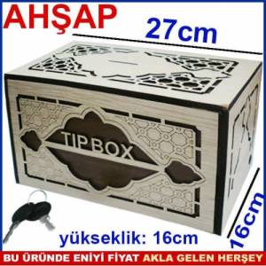 Büyük Boy Bahşiş Kutusu Ahşap İşleme Tip Box Sağlam Kilitli Anahtarlı Tıpbox Büyükboy Ahşap Kumbara