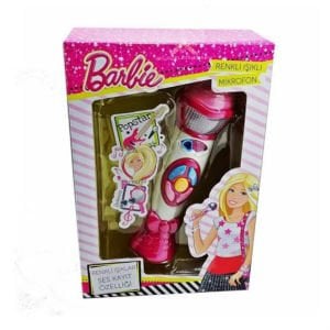 Barbie Renkli Sesli ve Işıklı Mikrofon Ses Değiştirme Özellikli İngilizce Şarklı Işıklı Mikrofon