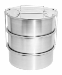 2,2 LT Paslanmaz Çelik 3lü Sefer Tası 2-3 Kişilik Yemek Taşıma Kabı 750ml Isıtılabilir 3 Kap 15x18cm