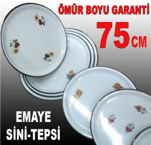 75cm SİNİ SAĞLIKLI ÇİNKO SOFRA SERVİS TEPSİSİ 75cm İÇİ ÇİÇEKLİ BEYAZ EMAYE TEPSİ HİJYENİKTİR