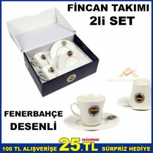 Fenerbahçe Desenli 2'li Kahve Fincan Takımı